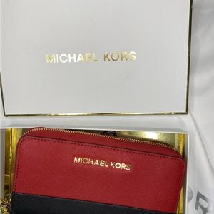 Michael Kors Red and Black Wristlet